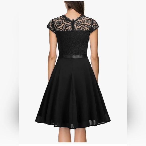 Lace Top Ruffle Cocktail Swing Dress #1004 - Picture 11 of 11
